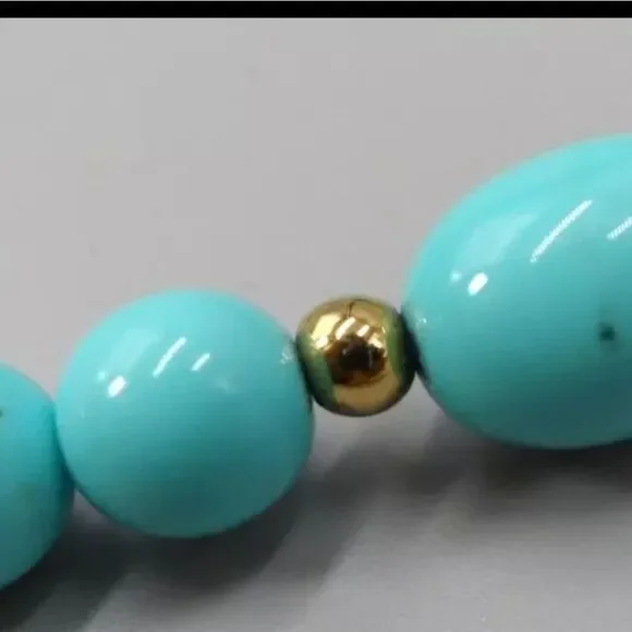 Avon 1983 Turquoise Impressions Necklace Simulated Turquoise Gold Accents Vtg - Picture 6 of 8